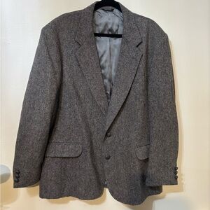 VTG Wool Tweed Grey Heather Color Fleck Sport Coat Italian Shank 2 Button USA